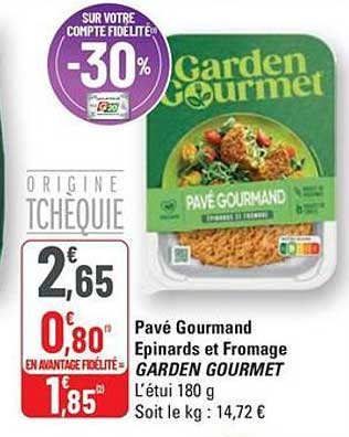 Pavé Gourmand Epinards et Fromage GARDEN GOURMET