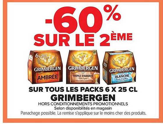 -60% SUR LE 2ÈME SUR TOUS LES PACKS 6 X 25 CL GRIMBERGEN