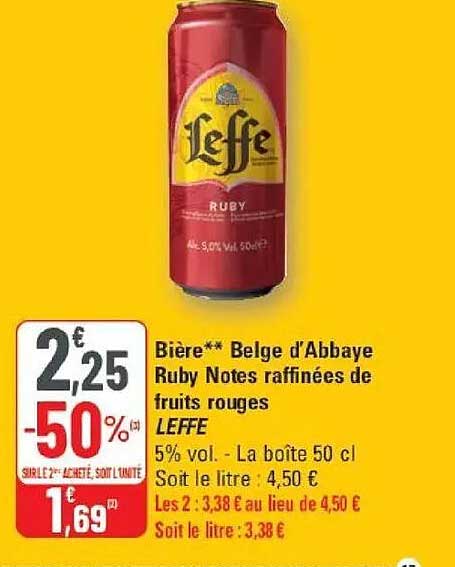 Bière** Belge d'Abbaye Ruby Notes raffinées de fruits rouges LEFFE