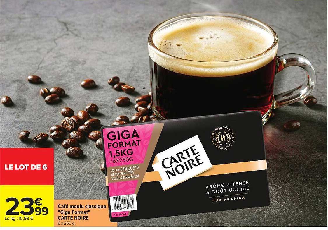 Café moulu classique “Giga Format” CARTE NOIRE 6 x 250 g