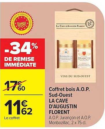 Coffret bois A.O.P. Sud-Ouest LA CAVE D'AUGUSTIN FLORENT