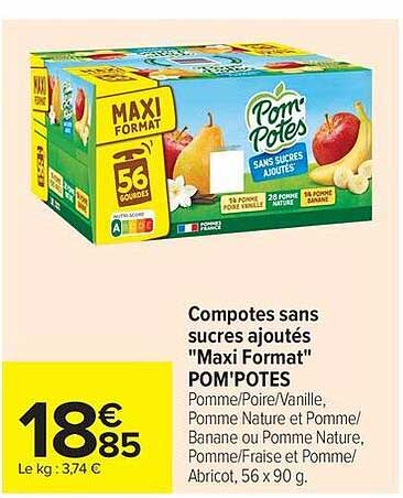 Compotes sans sucres ajoutés "Maxi Format" POM'POTES