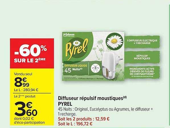 Diffuseur répulsif moustiques PYREL