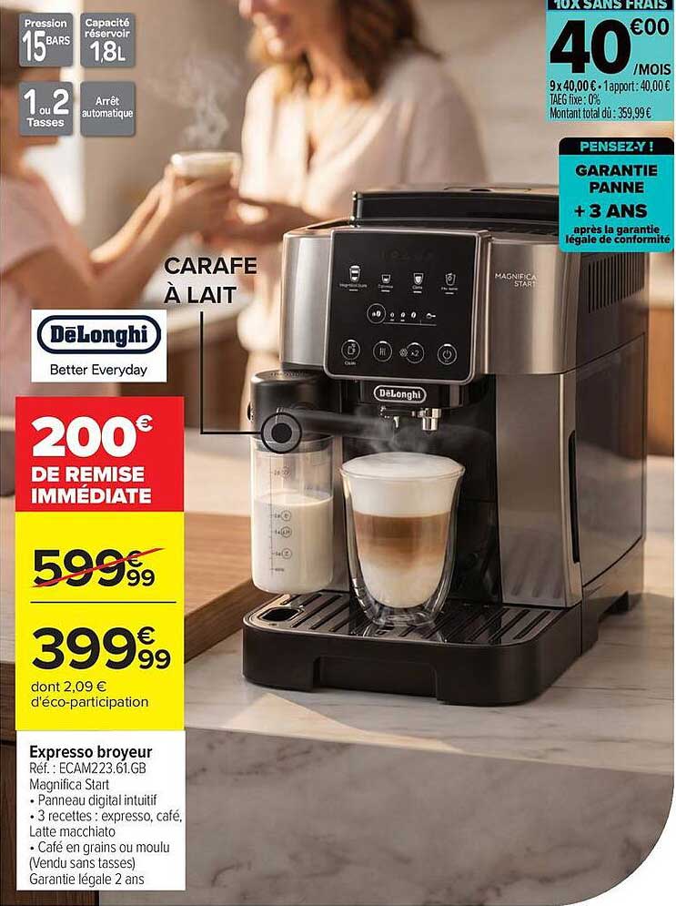 Expresso broyeur Réf. : ECAM223.61.GB Magnifica Start