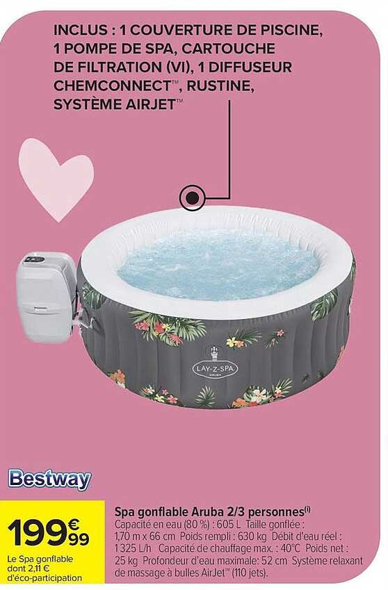 Spa gonflable Aruba 2/3 personnes