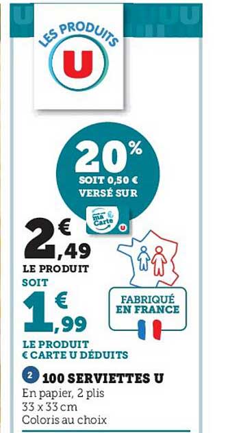 100 SERVIETTES U