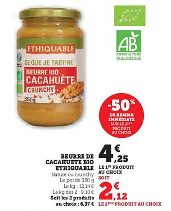 BEURRE DE CACAHUÈTE BIO ETHIQUABLE