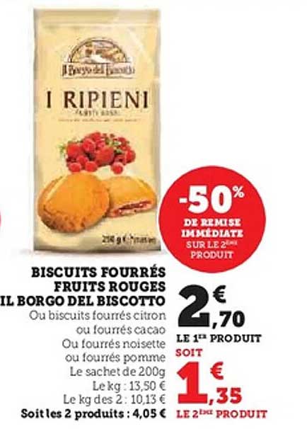 BISCUITS FOURRÉS FRUITS ROUGES IL BORGO DEL BISCOTTO