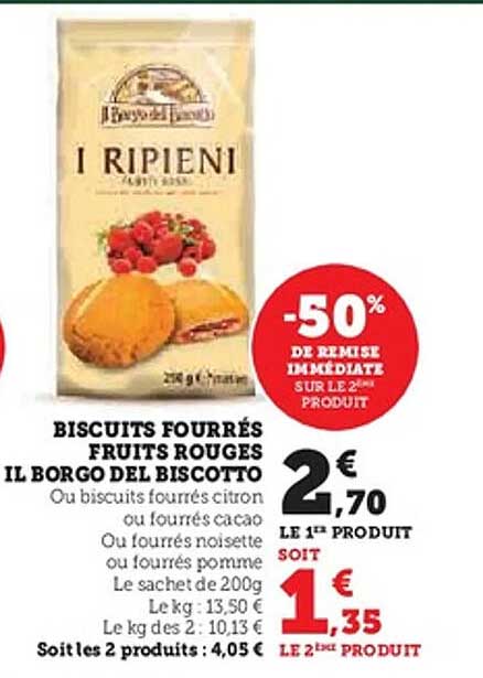 BISCUITS FOURRÉS FRUITS ROUGES IL BORGO DEL BISCOTTO