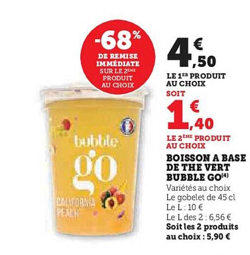 BOISSON A BASE DE THE VERT BUBBLE GO