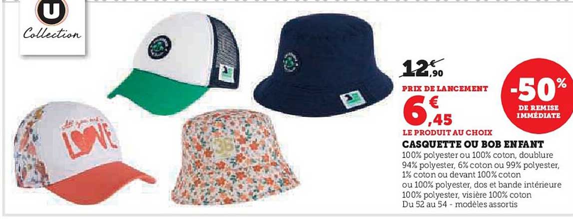 CASQUETTE OU BOB ENFANT