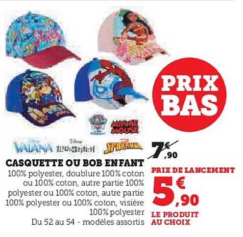 CASQUETTE OU BOB ENFANT