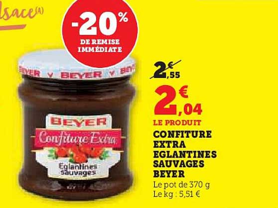CONFITURE EXTRA EGLANTINES SAUVAGES BEYER