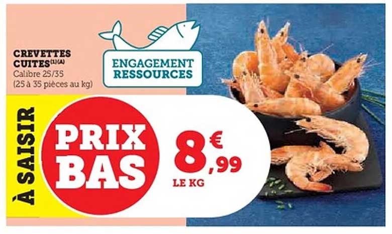 Crevettes cuites Calibre 25/35
