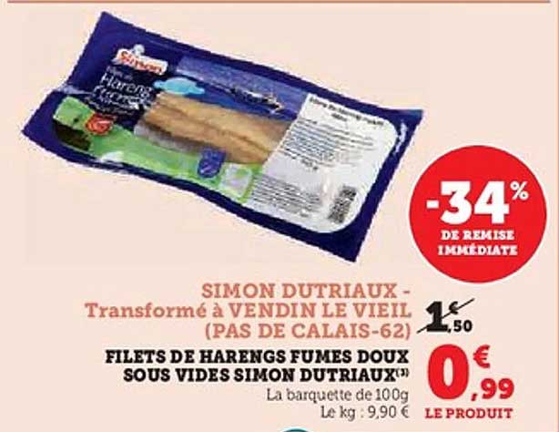 FILETS DE HARENGS FUMES DOUX SOUS VIDES SIMON DUTRIAUX