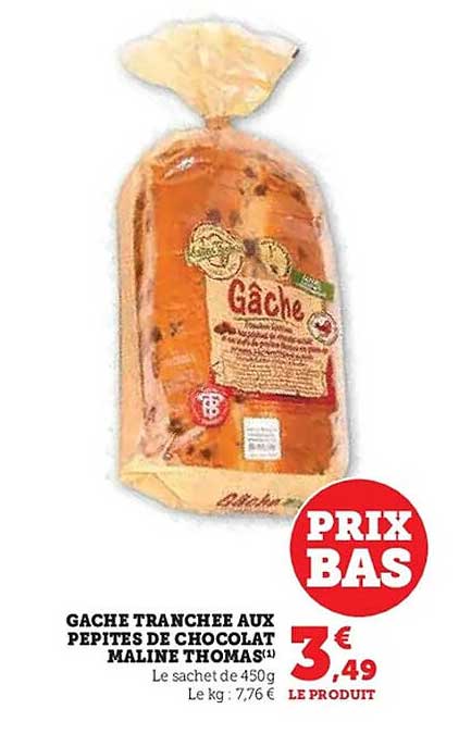 GACHE TRANCHEE AUX PEPITES DE CHOCOLAT MALINE THOMAS