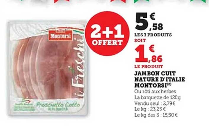 JAMBON CUIT NATURE D'ITALIE MONTORSI