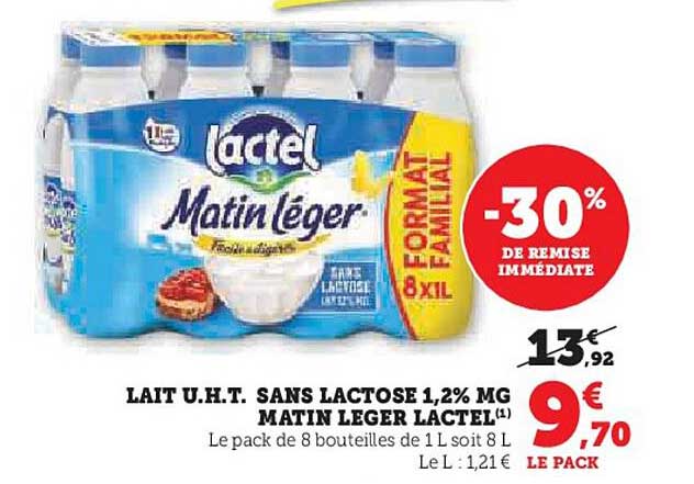 LAIT U.H.T. SANS LACTOSE 1,2% MG MATIN LEGER LACTEL