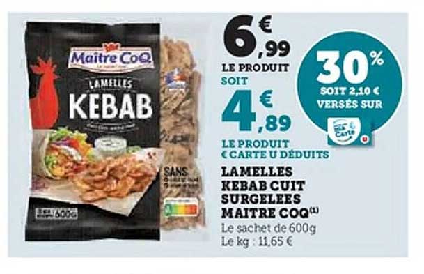 LAMELLES KEBAB CUIT SURGELEES MAITRE COQ