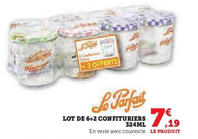 LOT DE 6+2 CONFITURIERS 324ML