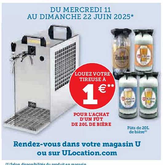 LOUEZ VOTRE TIREUSE À 1 €** POUR L’ACHAT D’UN FÛT DE 20L DE BIÈRE