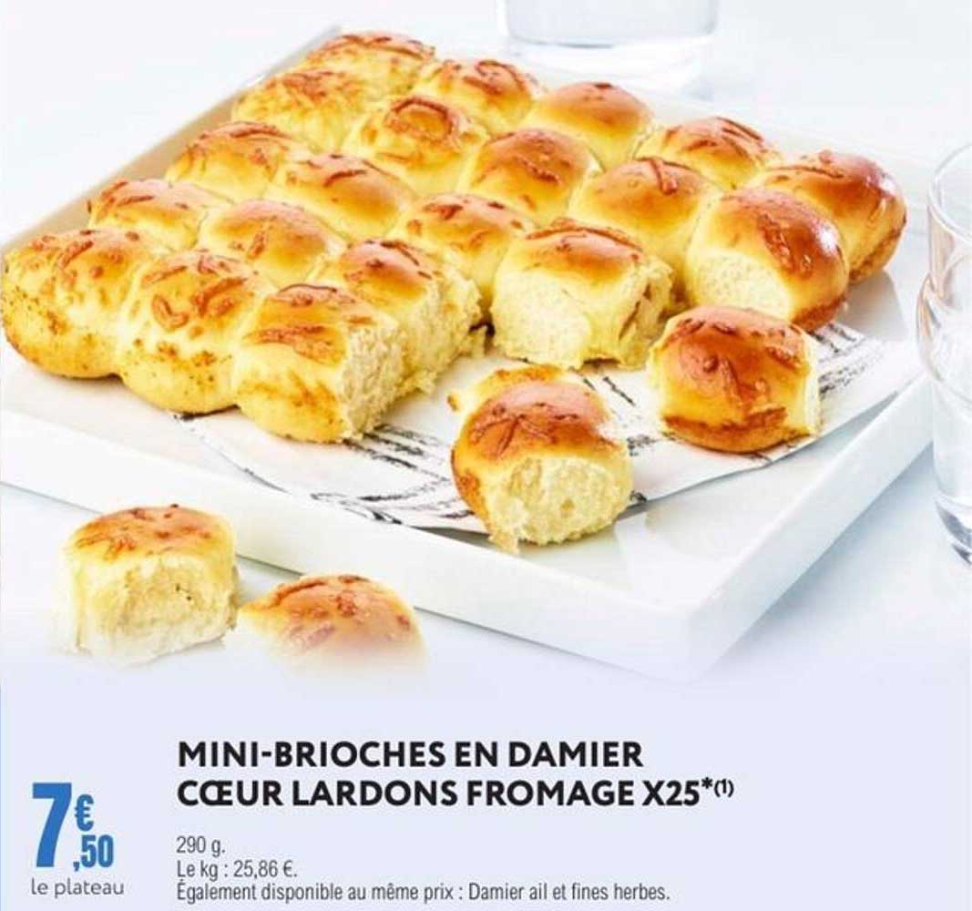 MINI-BRIOCHES EN DAMIER CŒUR LARDONS FROMAGE X25