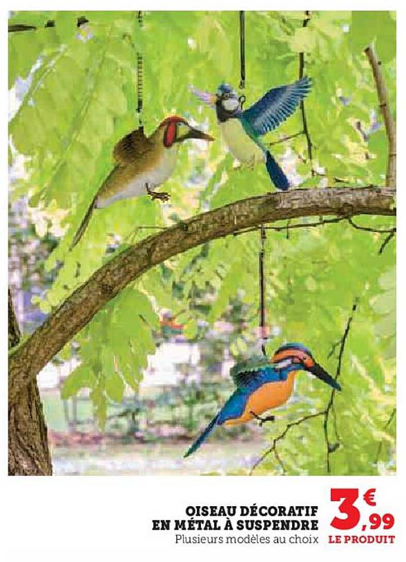 OISEAU DÉCORATIF EN MÉTAL À SUSPENDRE