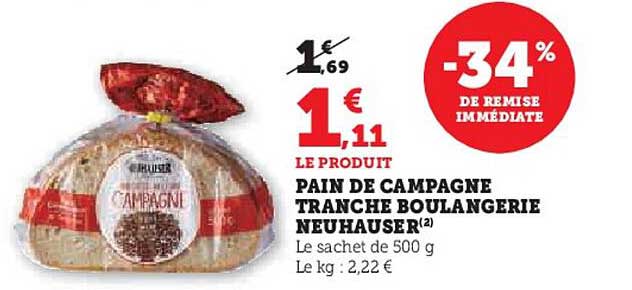 PAIN DE CAMPAGNE TRANCHE BOULANGERIE NEUHAUSER