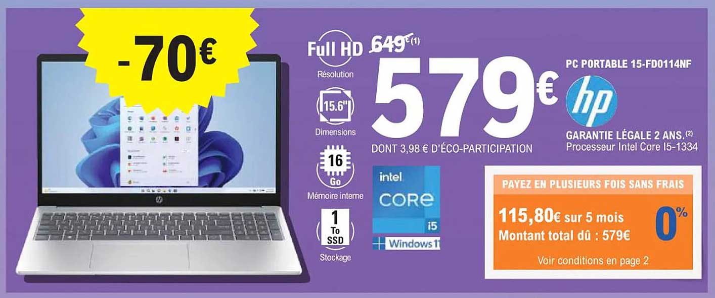 PC PORTABLE 15-FD0114NF