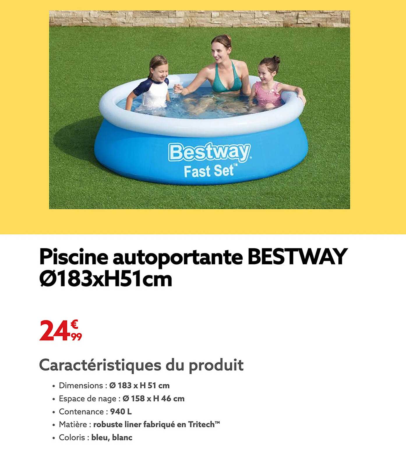 Piscine autoportante BESTWAY Ø183xH51cm