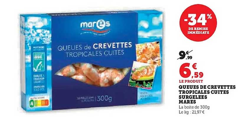 QUEUES DE CREVETTES TROPICALES CUITES SURGELEES MAREES