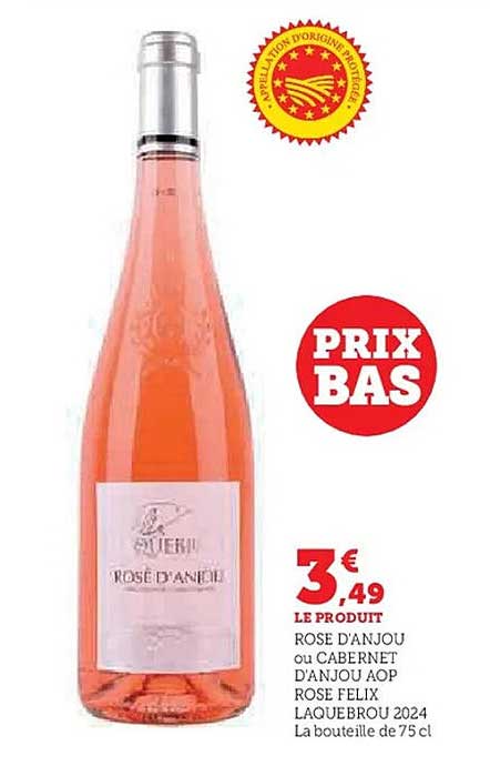 ROSÉ D'ANJOU ou CABERNET D'ANJOU AOP ROSÉ FELIX LAQUEBROU 2024