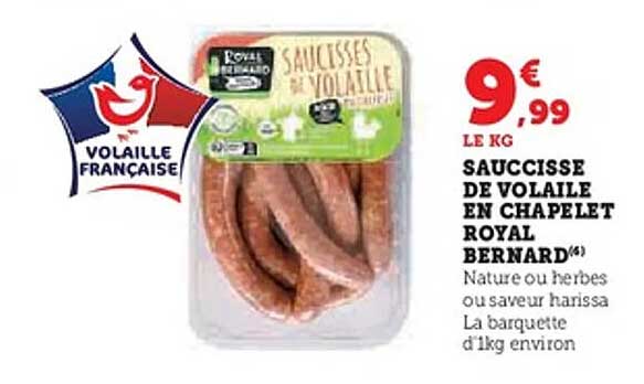SAUCISSE DE VOLAILLE EN CHAPELET ROYAL BERNARD
