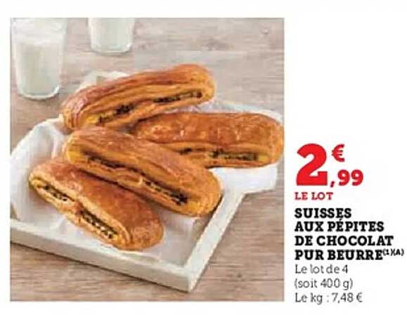 SUISSES AUX PÉPITES DE CHOCOLAT PUR BEURRE