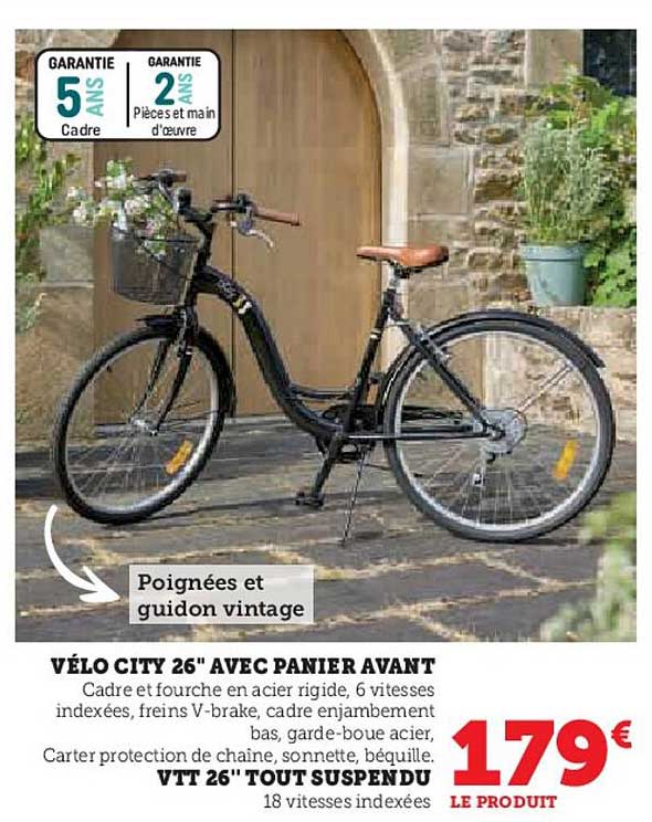 VÉLO CITY 26" AVEC PANIER AVANT