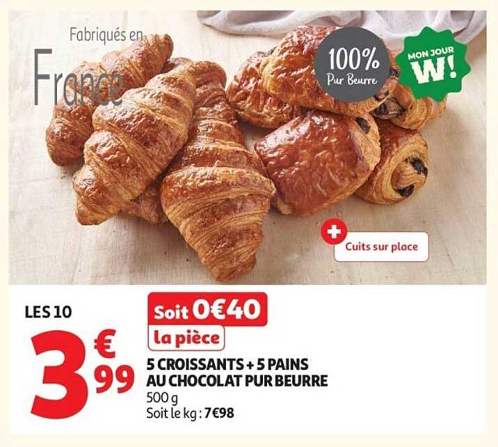 5 CROISSANTS + 5 PAINS AU CHOCOLAT PUR BEURRE