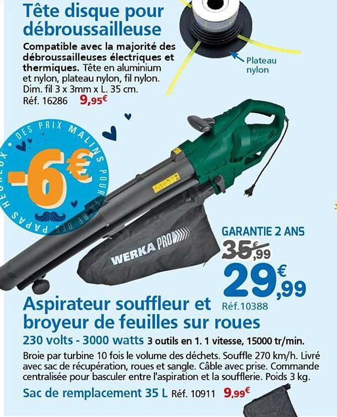 Aspirateur souffleur et broyeur de feuilles sur roues