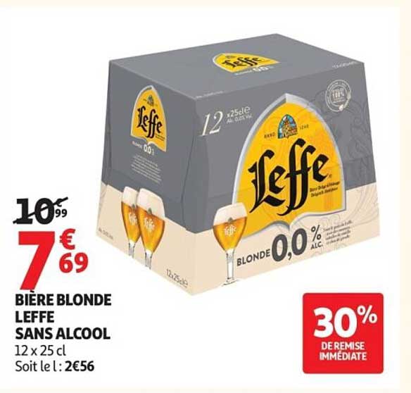 BIERE BLONDE LEFFE SANS ALCOOL 12 x 25 cl