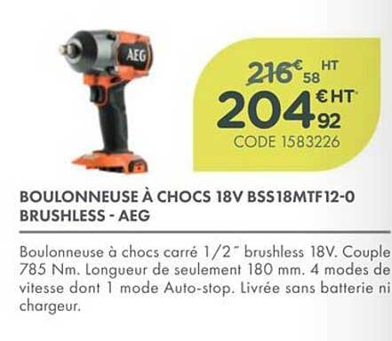BOULONNEUSE À CHOCS 18V BSS18MTF12-0 BRUSHLESS - AEG
