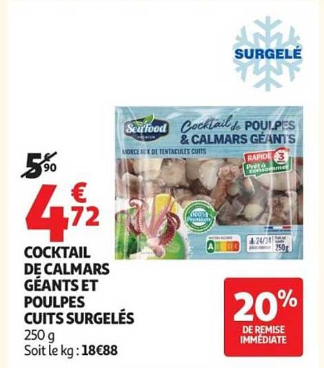 COCKTAIL DE CALMARS GÉANTS ET POULPES CUITS SURGELÉS