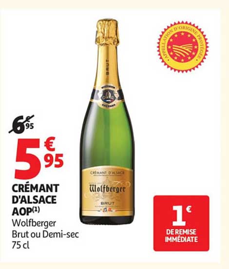 CRÉMANT D'ALSACE AOP(1) Wolfberger Brut ou Demi-sec 75 cl
