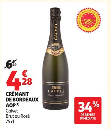 CRÉMANT DE BORDEAUX AOP(1) Calvet Brut ou Rosé 75 cl