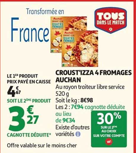 CROUST'IZZA 4 FROMAGES AUCHAN