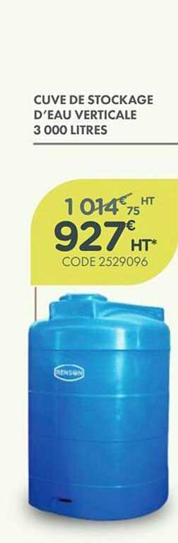 CUVE DE STOCKAGE D'EAU VERTICALE 3 000 LITRES