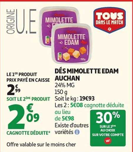DÉS MIMOLETTE EDAM AUCHAN