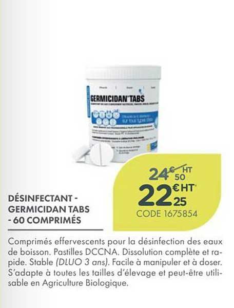 DÉSINFECTANT - GERMICIDAN TABS - 60 COMPRIMÉS