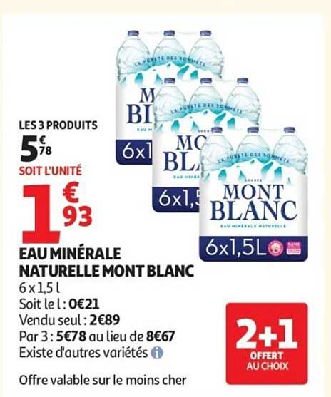 EAU MINÉRALE NATURELLE MONT BLANC 6 x 1,5 L