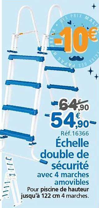 Échelle double de sécurité avec 4 marches amovibles