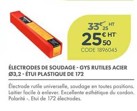 ÉLECTRODES DE SOUDAGE - GYS RUTILES ACIER Ø3,2 - ÉTUI PLASTIQUE DE 172