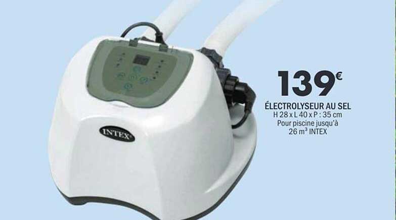 ÉLECTROLYSEUR AU SEL H 28 x L 40 x P : 35 cm Pour piscine jusqu'à 26 m³ INTEX